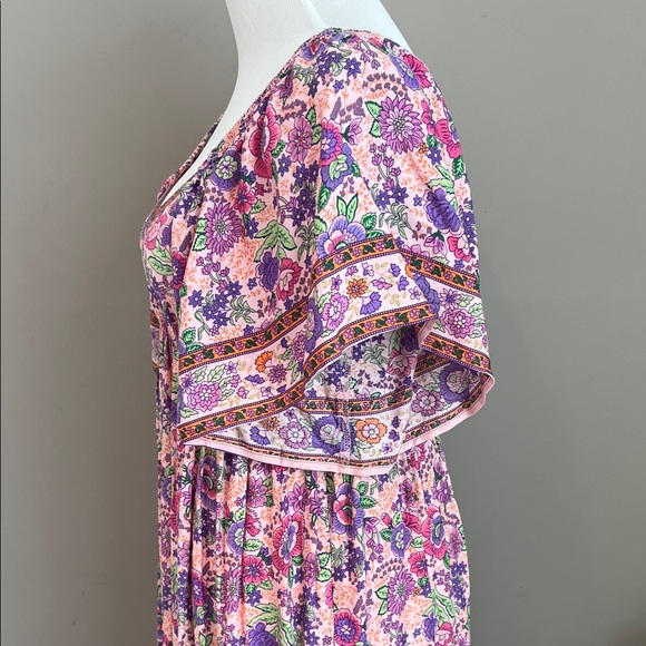 In loom Floral Pink Maxi Dress Medium Bump Friendly - Picture 4 of 10